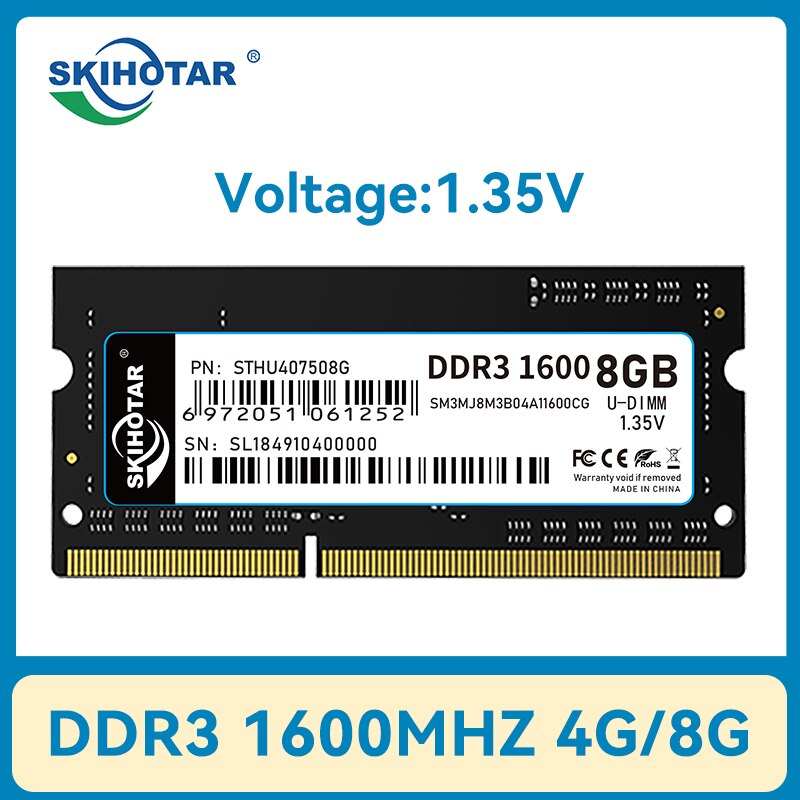 SKIHOTAR DDR3 SoDimm  Ʈ ޸ , DDR3 4GB 8GB 1333MHZ 1600MHZ PC4 ޸ RAM